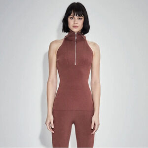 Et Ochs Women's Emily Rib Zip Polo Tank Top Shirt Size Large